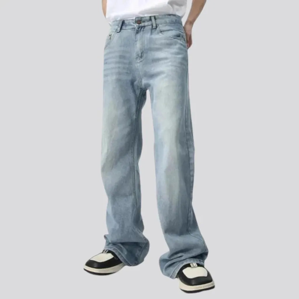 Mid rise light wash stylish men's jeans