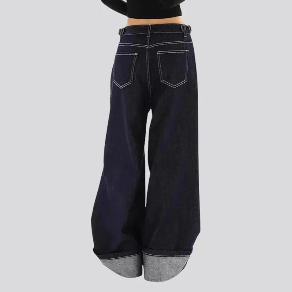 90s style baggy-leg high-waist women's jeans