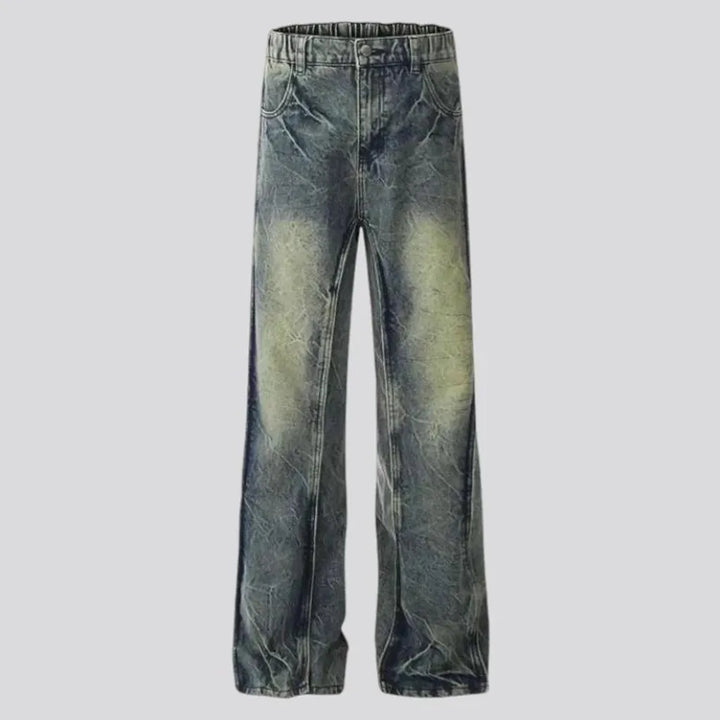 Mid rise baggy boho men's jeans