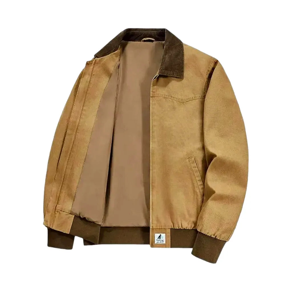 Colorful and Relaxed Jean Bomber Jacket for Men - Sand