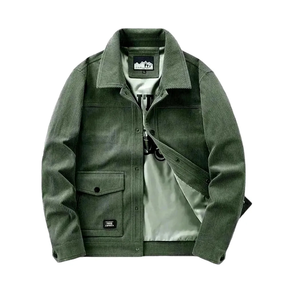 Slim Fit Men's Corduroy Coat - Green