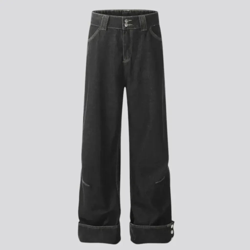 Stylish baggy fit monochrome men's jeans