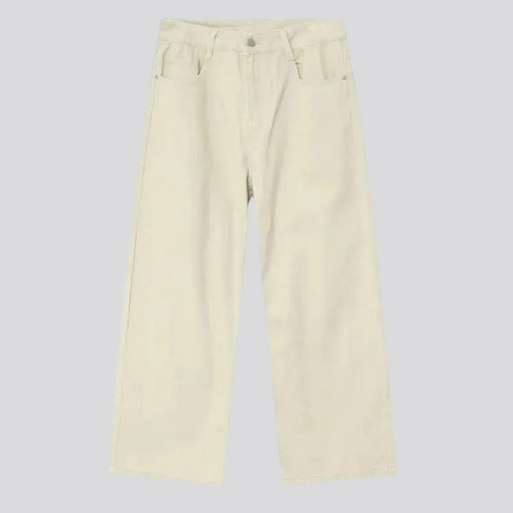 Colored baggy leg mid-rise men's denim pants