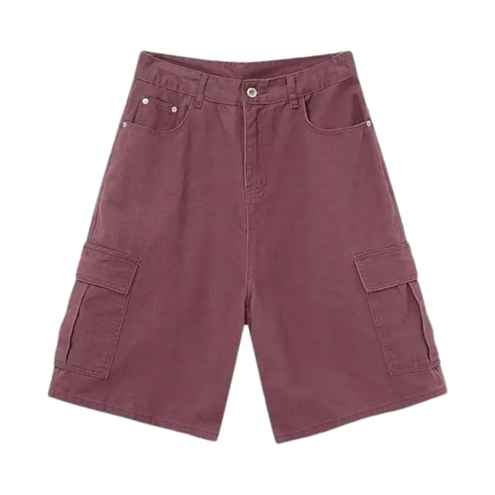 Baggy Style Cargo Men's Denim Shorts - Violet