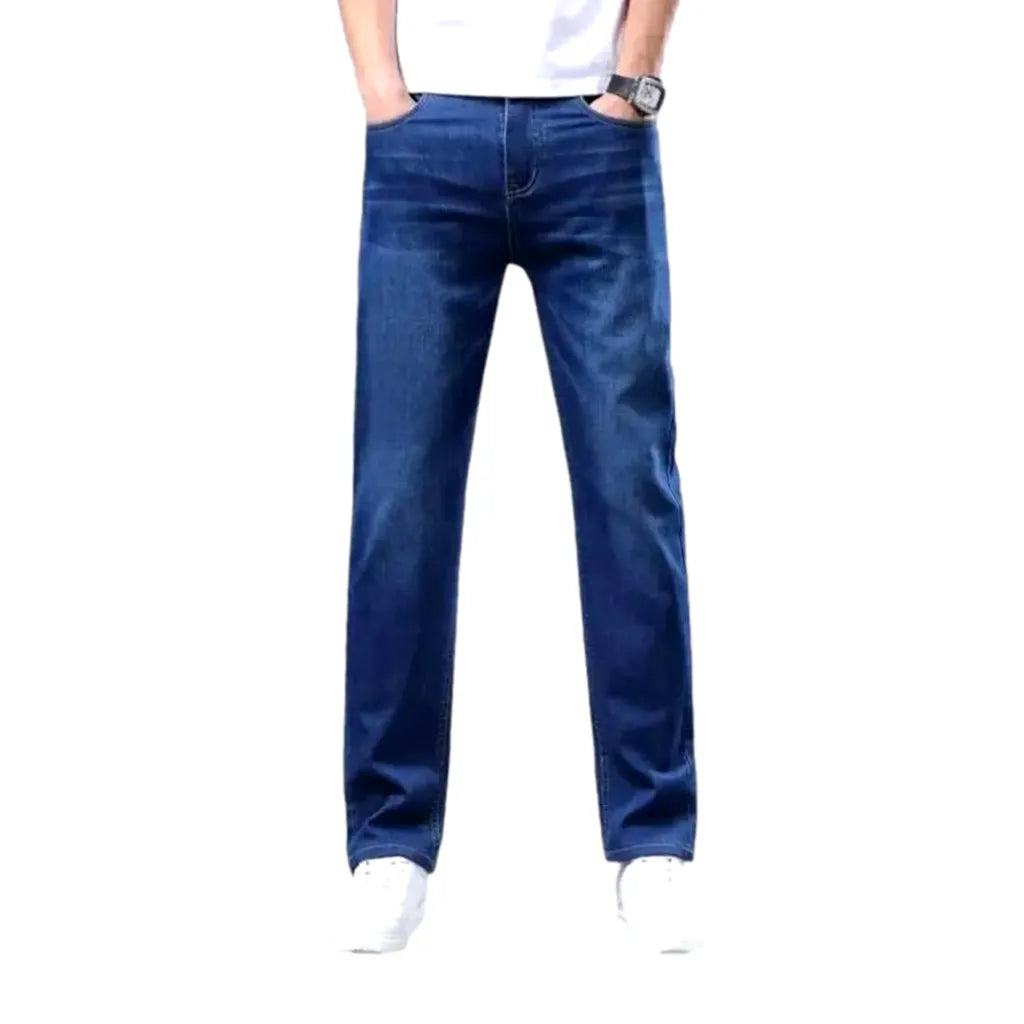 Classic Casual Sanded Jeans for Men - Dark Blue