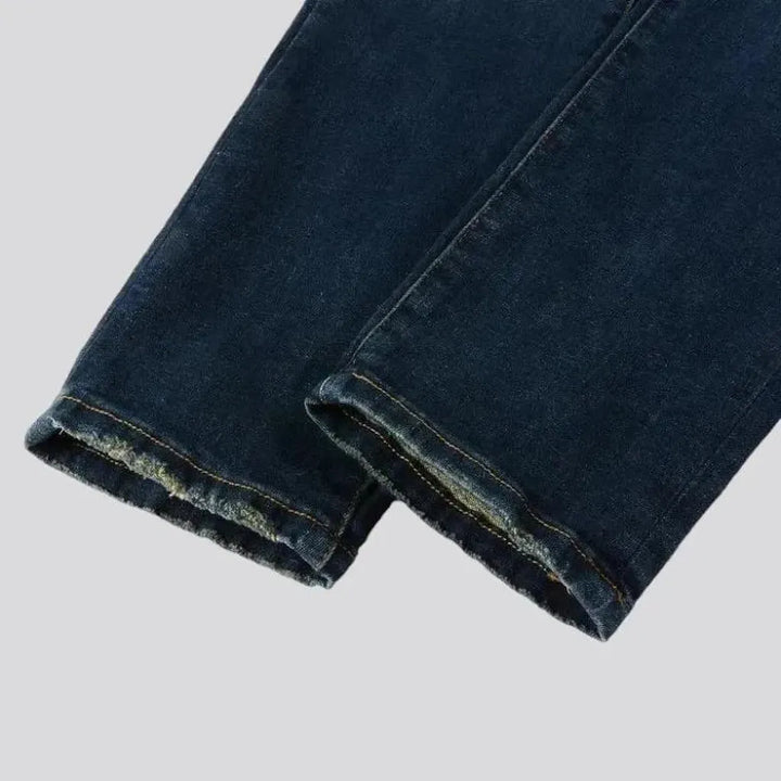 Dark-wash men's casual jeans