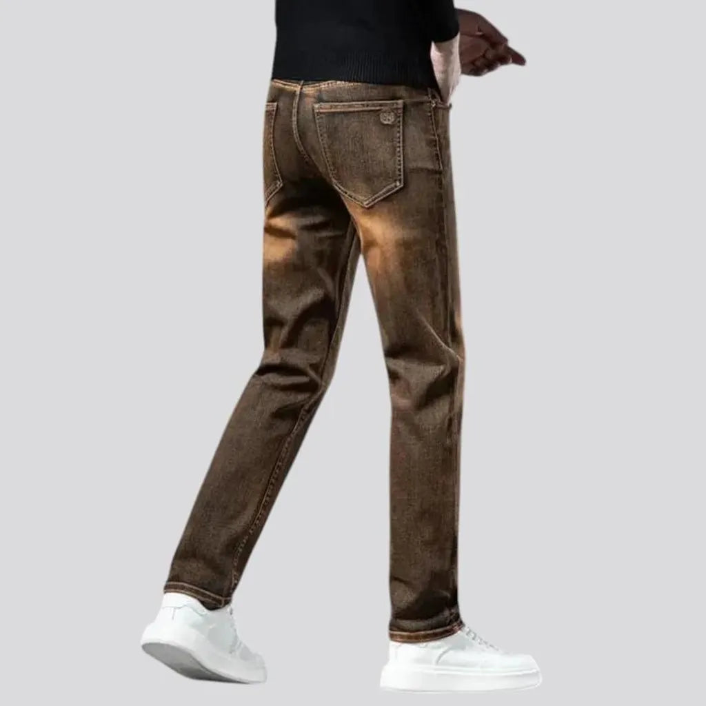 Tapered fit fleece lined men's jeans