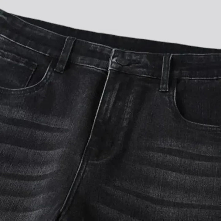 Whiskered and straight fit men's jeans