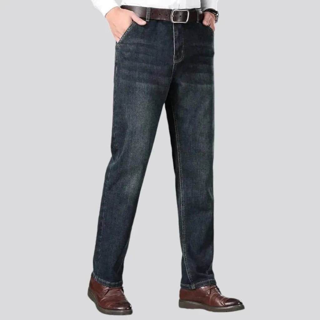 Sanded tapered casual jeans for men