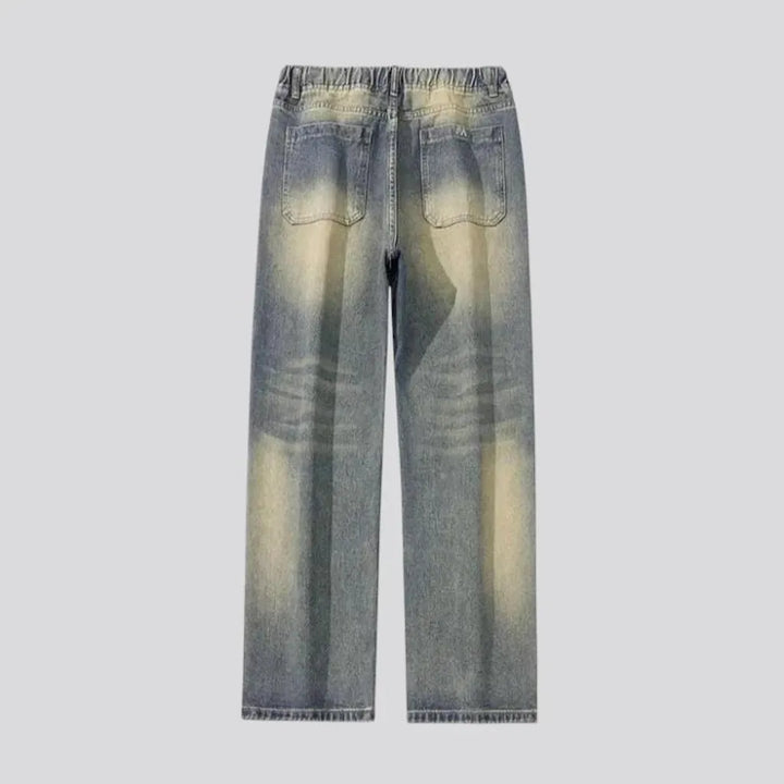 Vintage boho style men's denim joggers