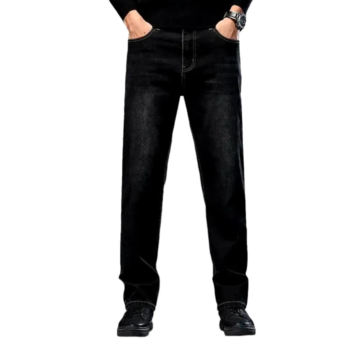 Retro Tapered High-rise Casual Men's Jeans - Black