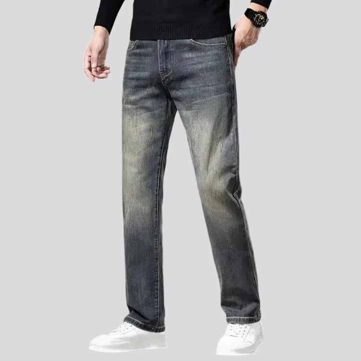 Abraded stretchable high waist men's jeans