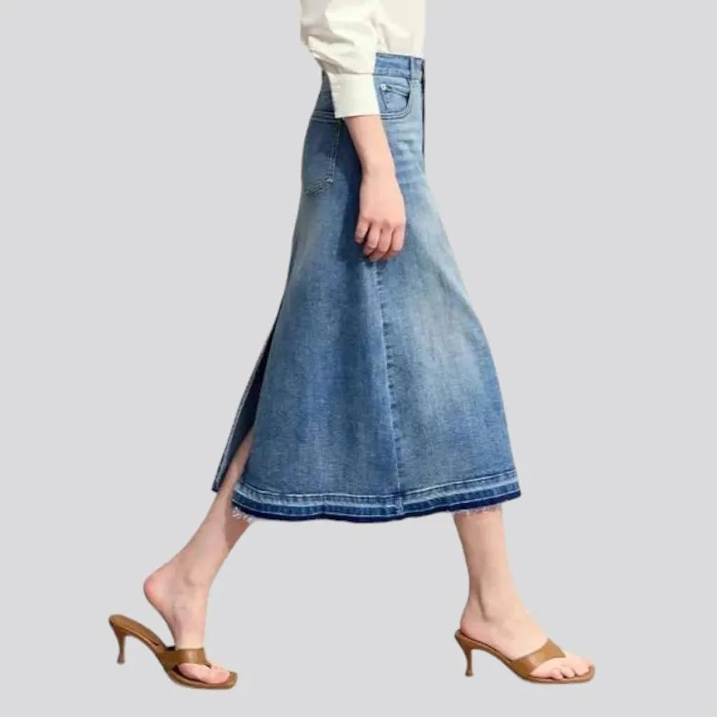 Fashionable maxi high rise jeans skirt