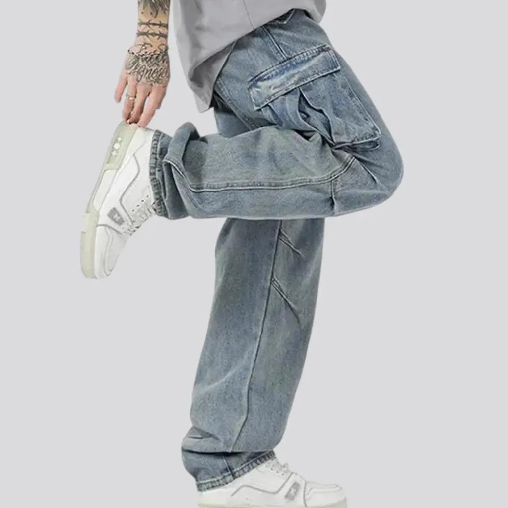 Baggy fit multi pocket men's jeans