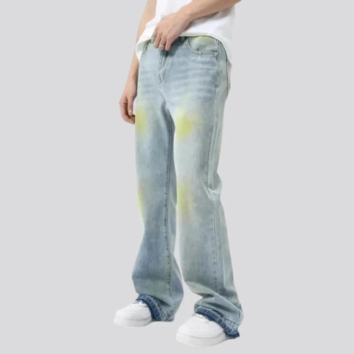 Light wash painted vintage men's jeans