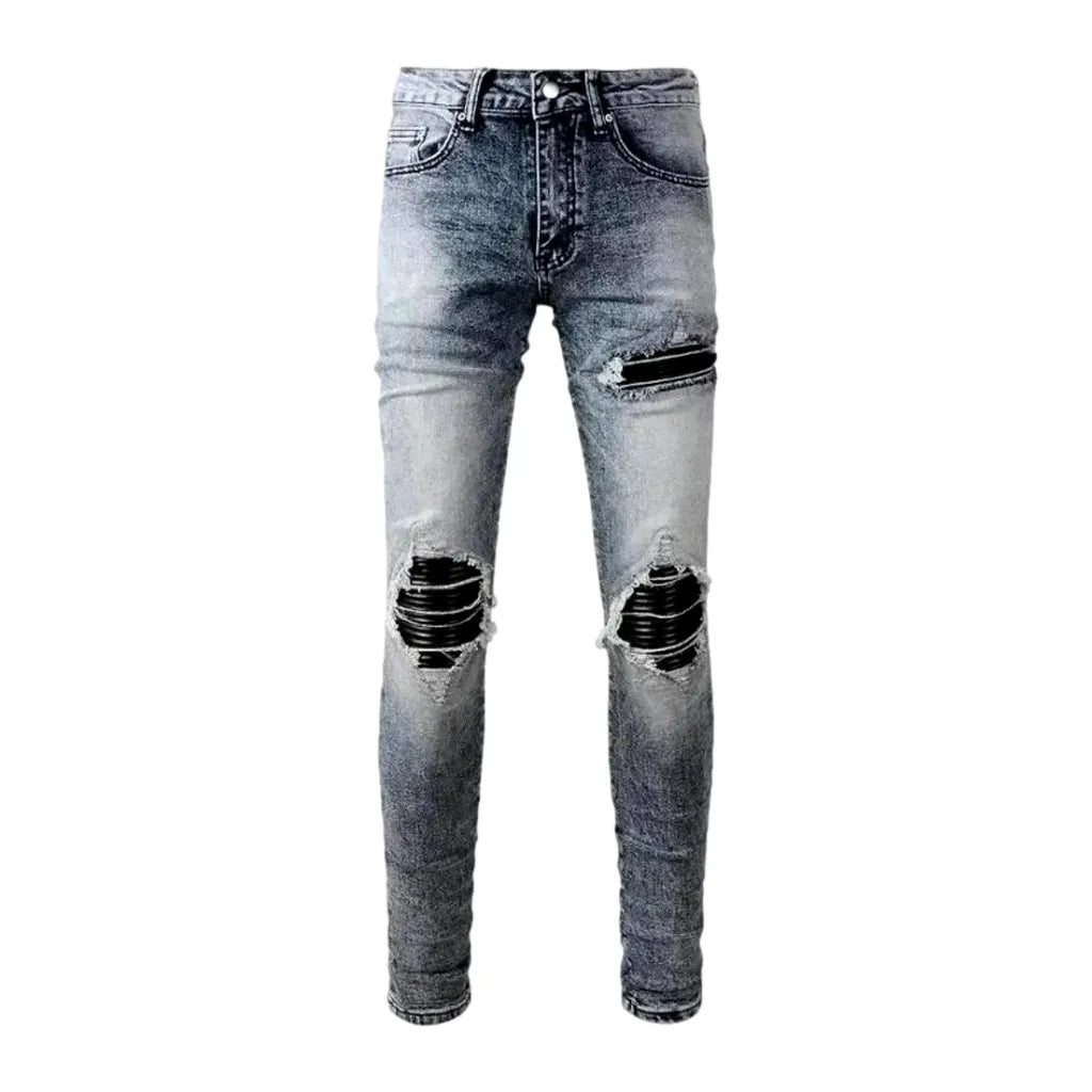 Fashionable Acid Wash Jeans for Men - Blue