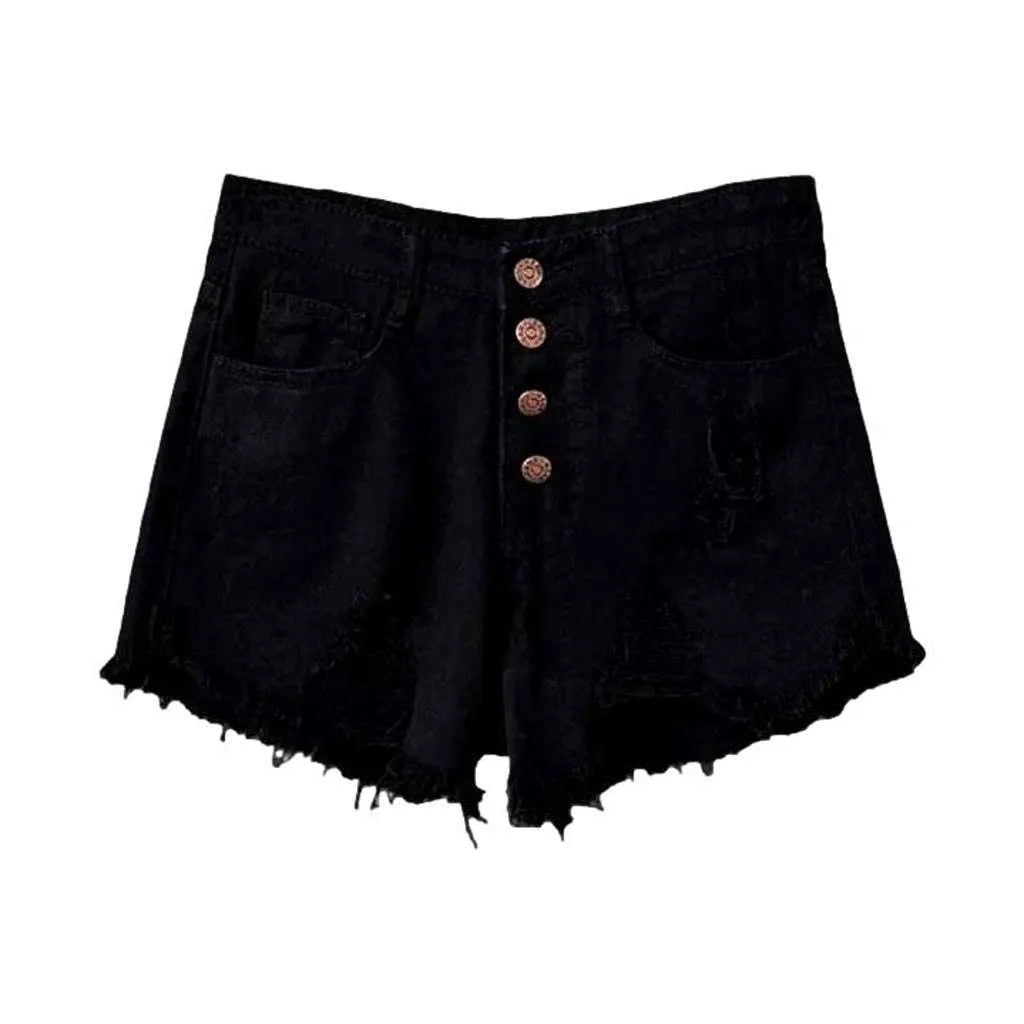 Distressed urban women's denim shorts