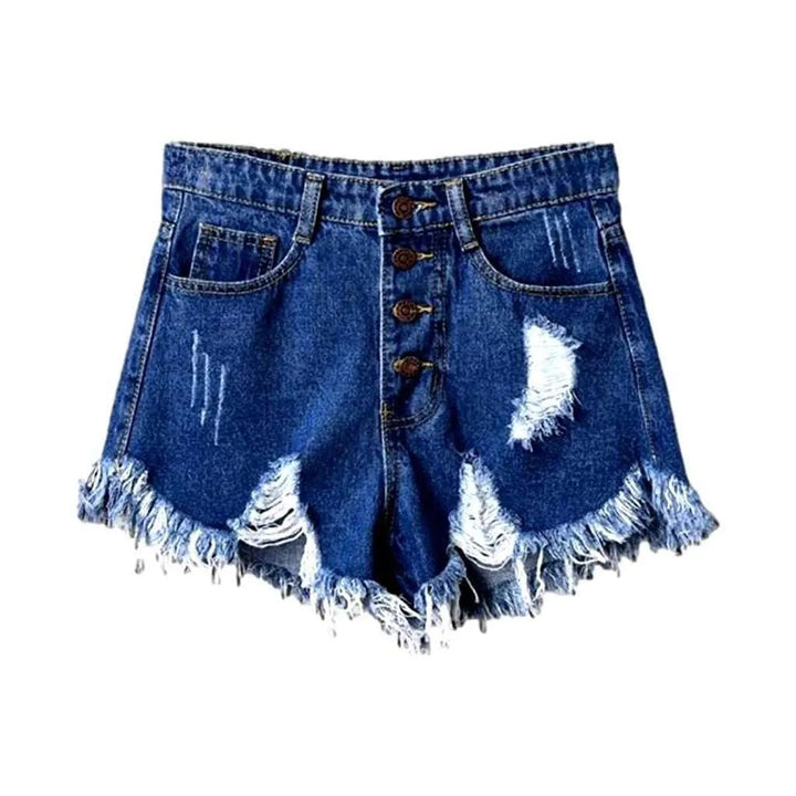 Distressed urban women's denim shorts