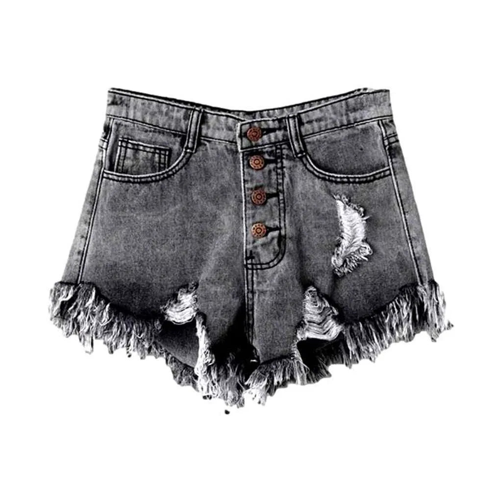 Distressed urban women's denim shorts