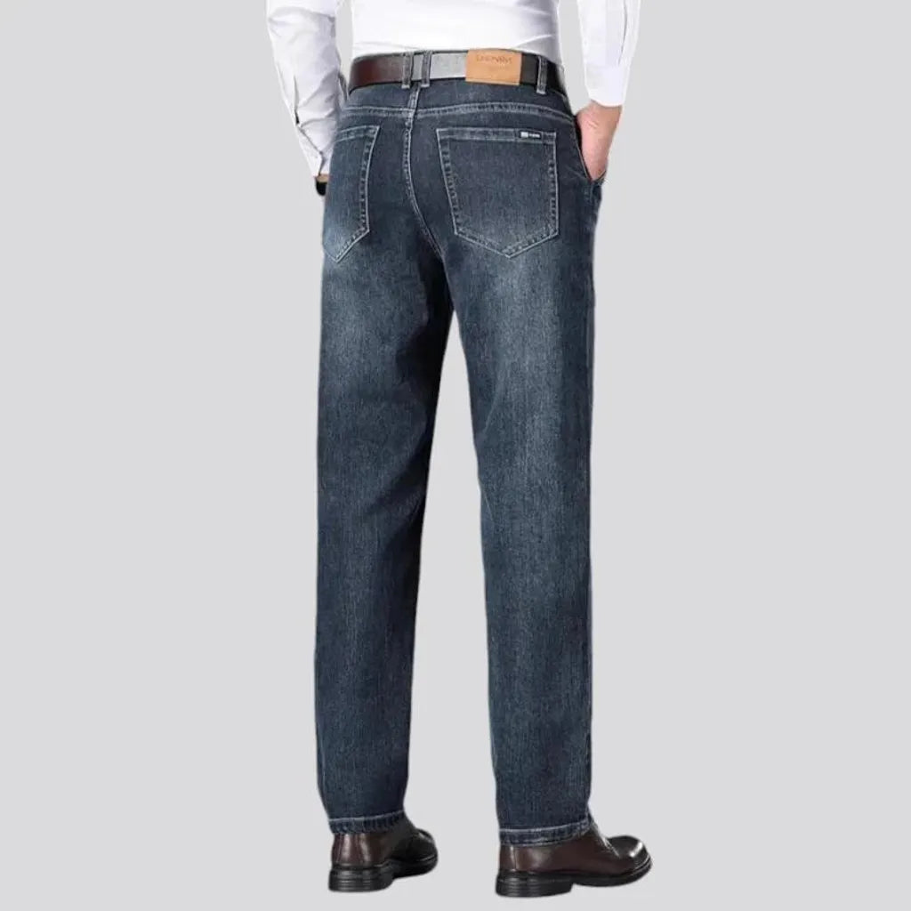 Stonewashed straight casual jeans for men