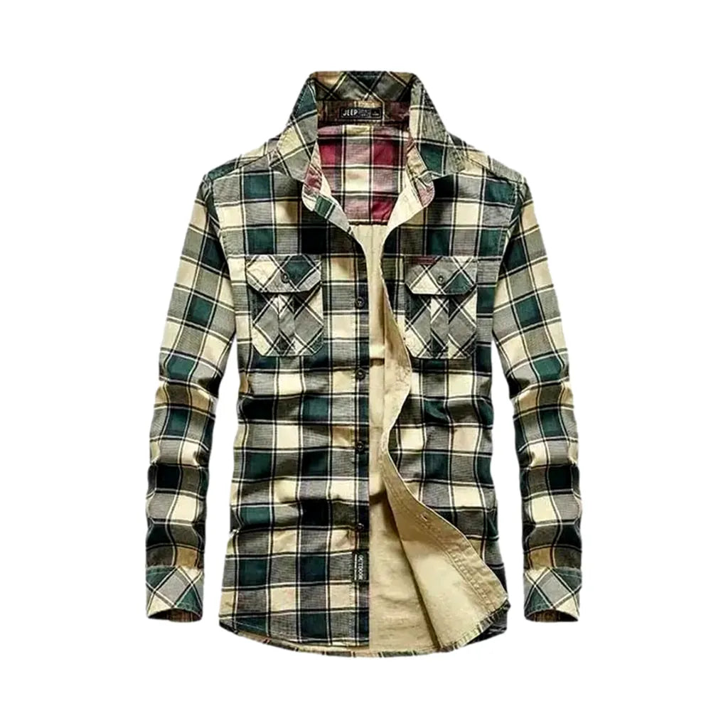 Boho Men's Denim Shirt - Green