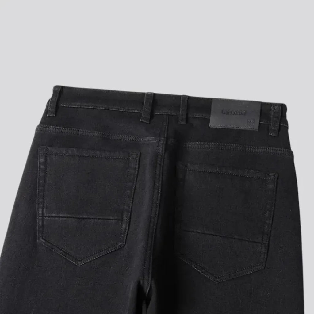 Single color rolled-up cuffs men's jeans