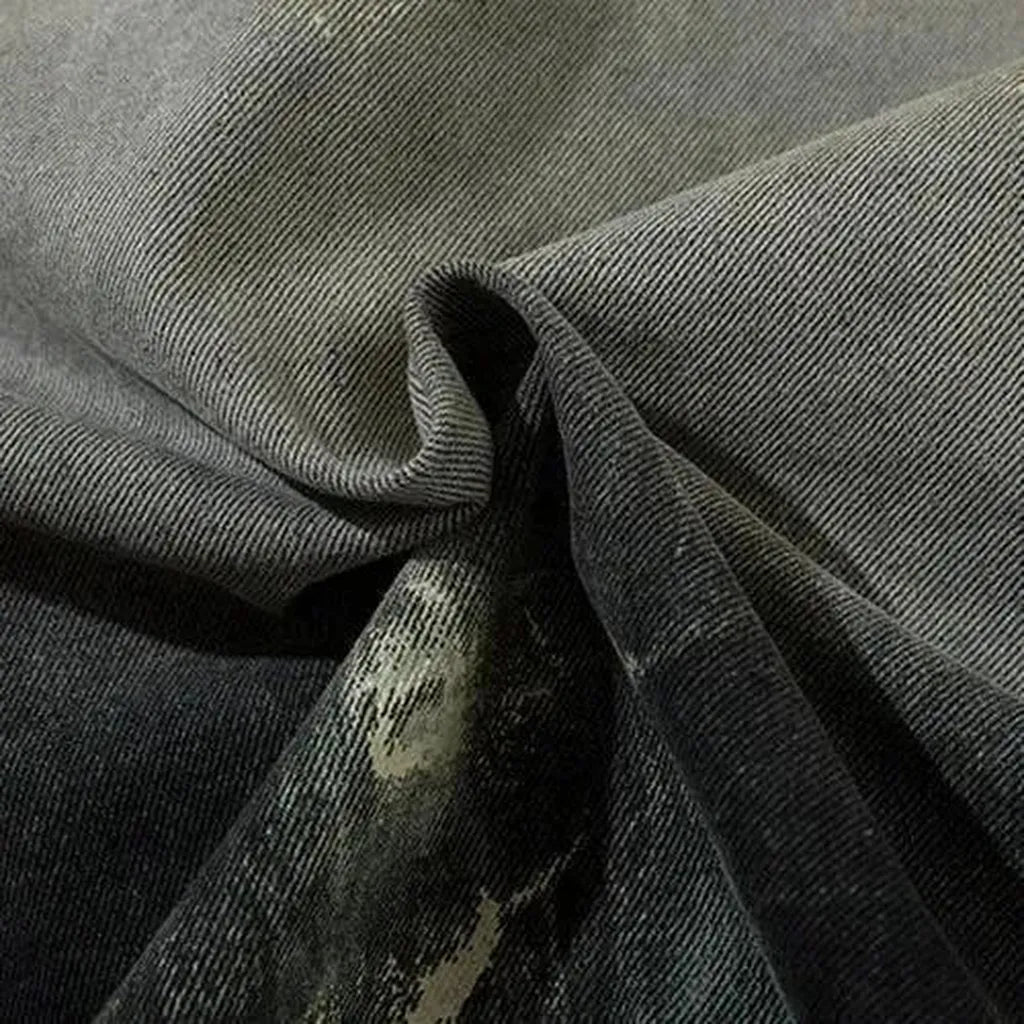 Grey distressed men's denim jacket