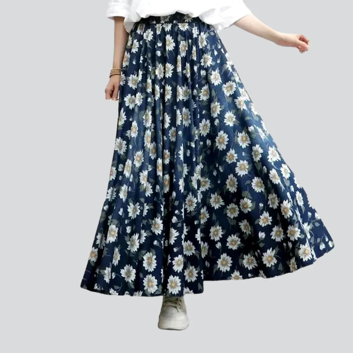 Painted women's denim skirt