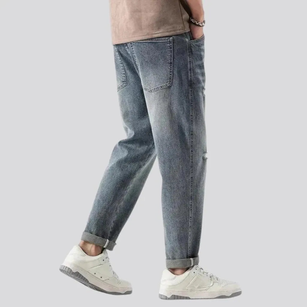 Sanded mid rise street style men's jeans