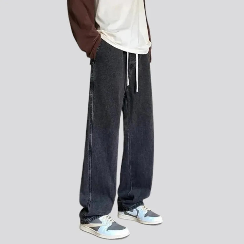 Faded light baggy-leg men's denim joggers