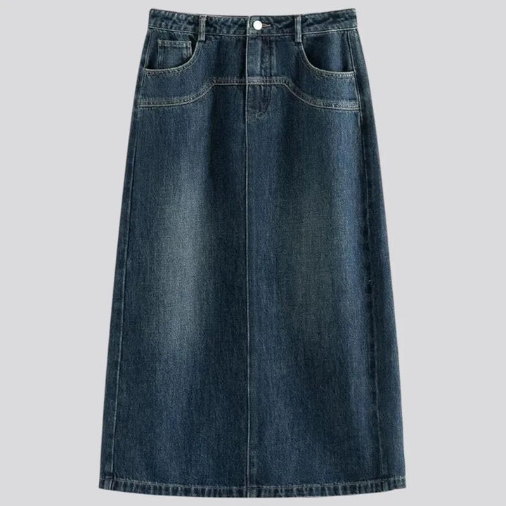 Monochrome high rise a line denim skirt