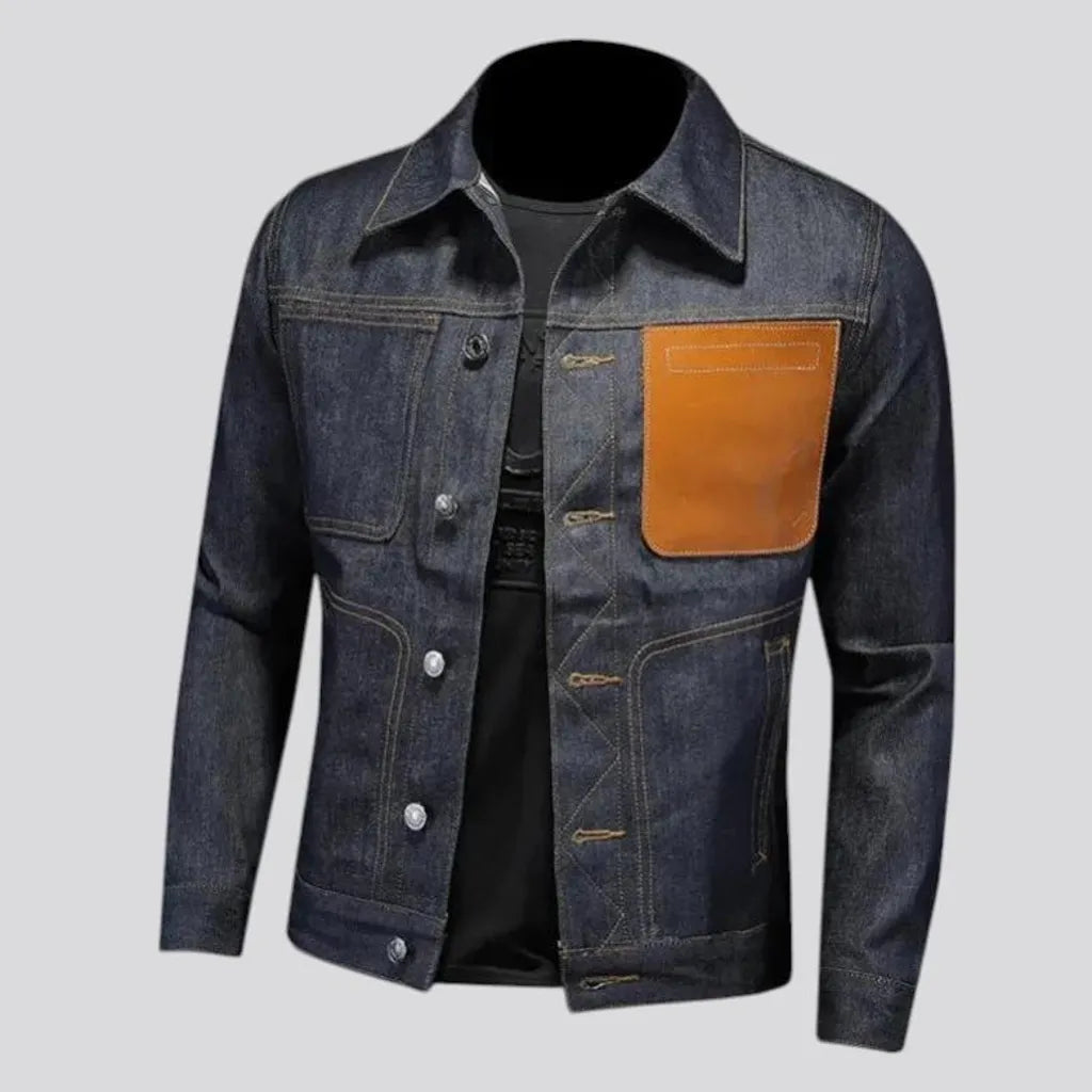 Slim-fit biker jeans jacket for men