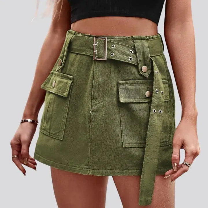 Mini color jean skirt
 for women