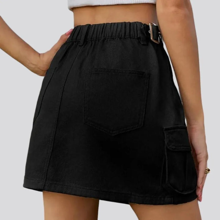 Mini high-waist women's denim skirt