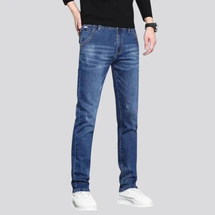 Mid rise elastic dark men's jeans