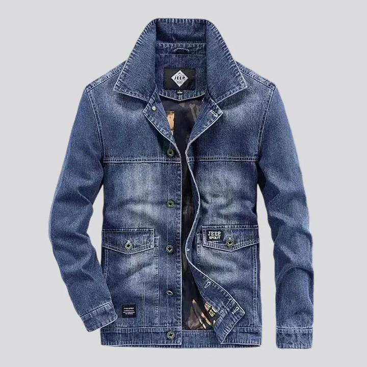 Retro casual sanded men's jeans jacket