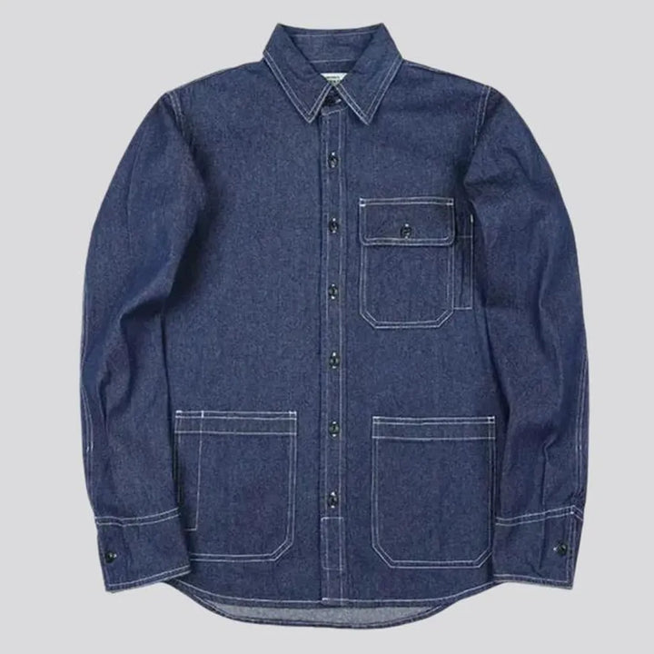 Regular fit chambray men's denim shirt