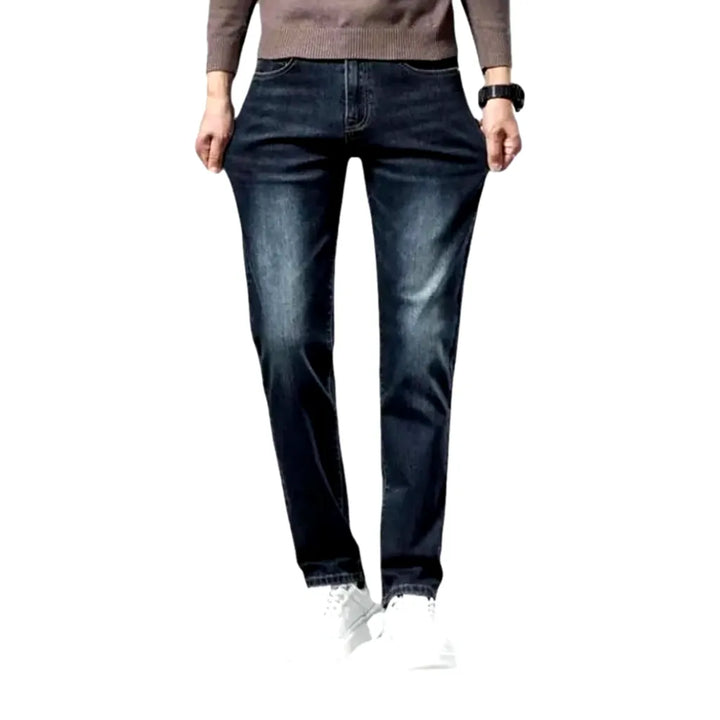 Stretchable Dark Fading Jeans for Men - Dark Blue