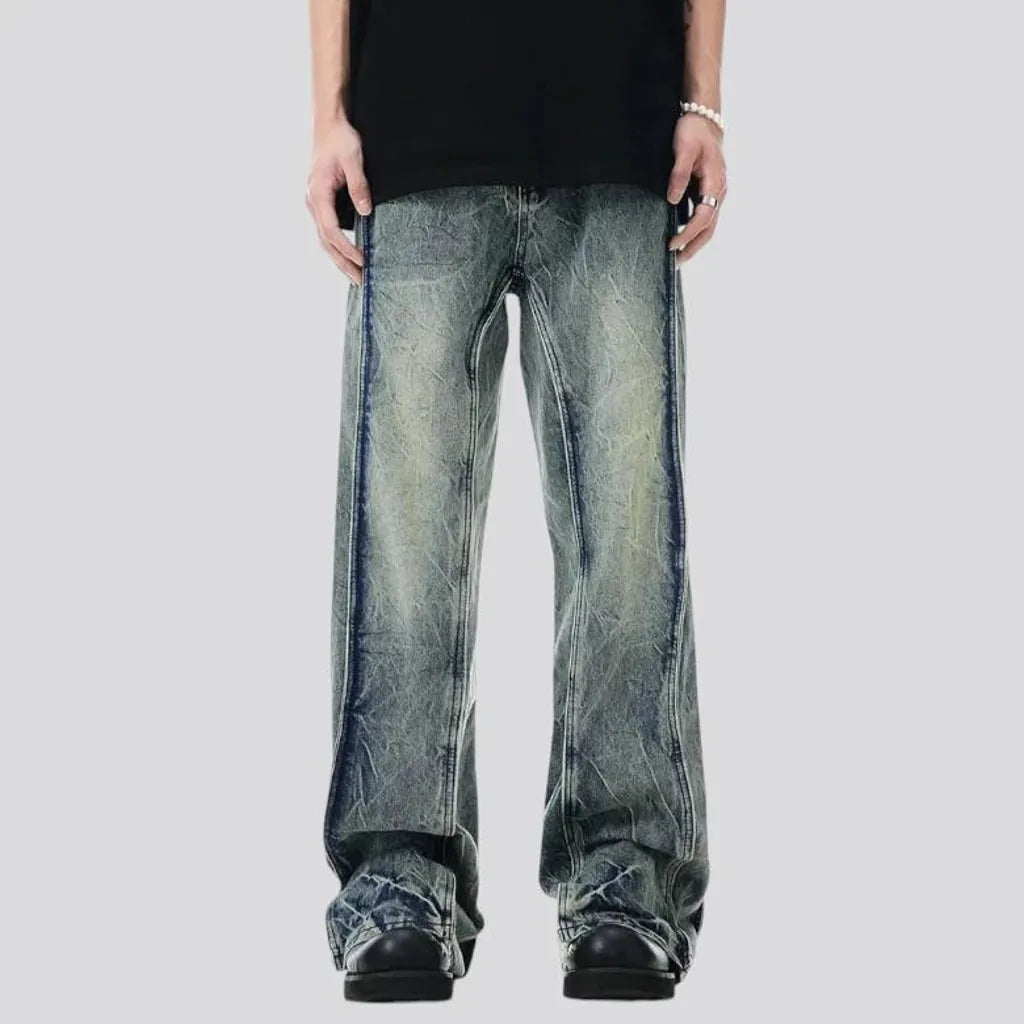 Mid rise baggy boho men's jeans