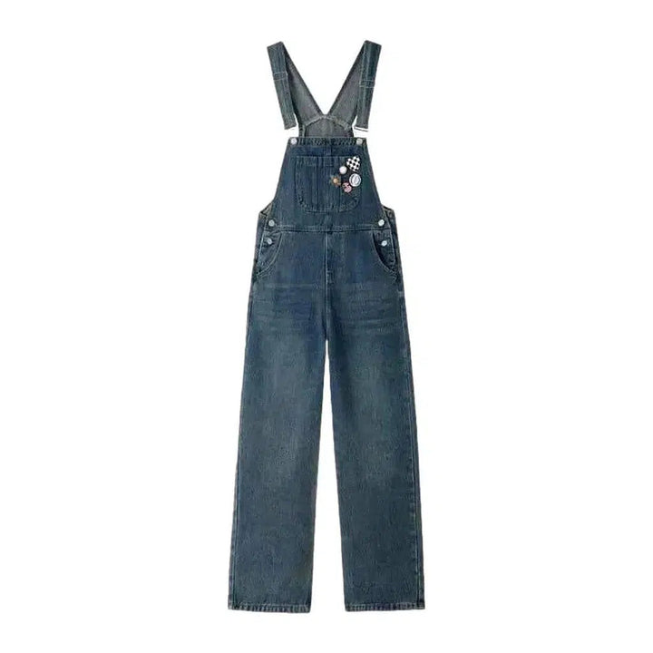 Embellished Women's Jean Dungaree - Blue