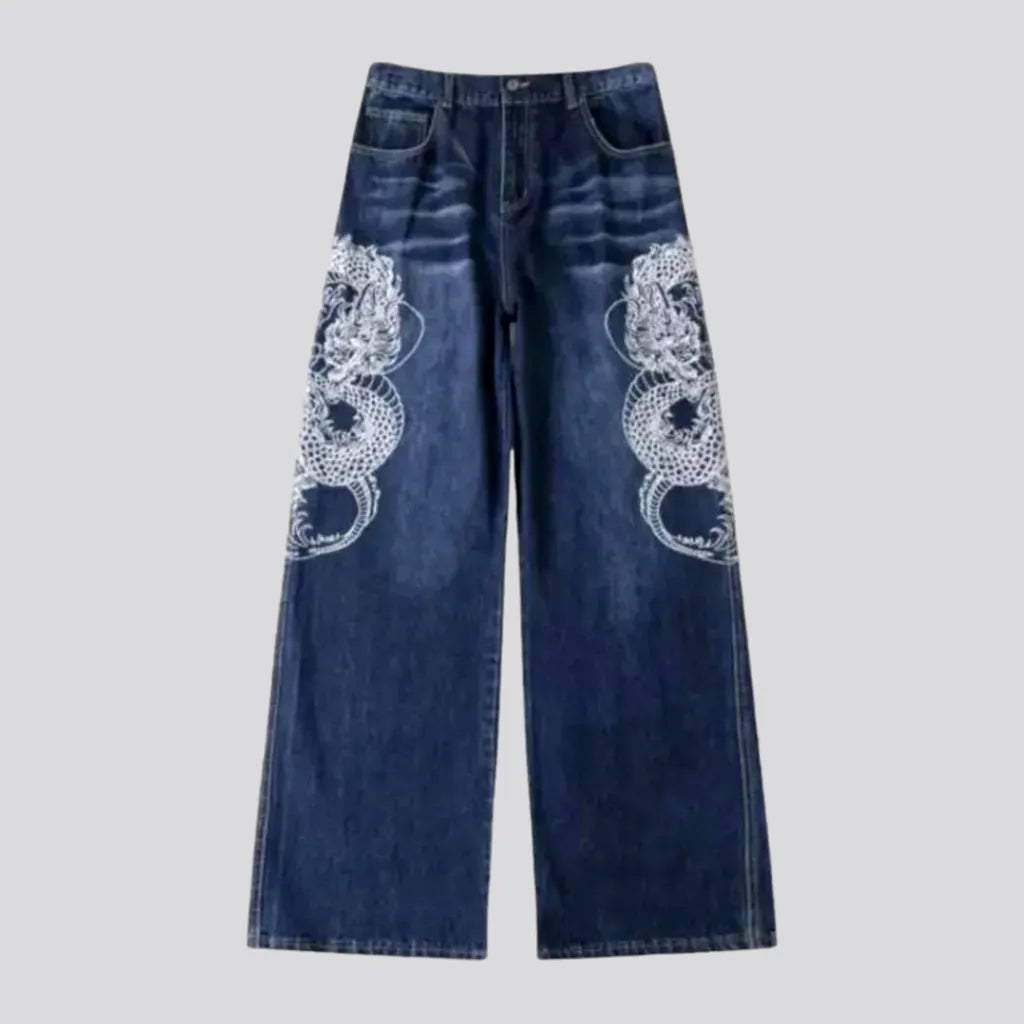 Embroidered Baggy Mid Rise Men's Jeans | Jeans4you.shop