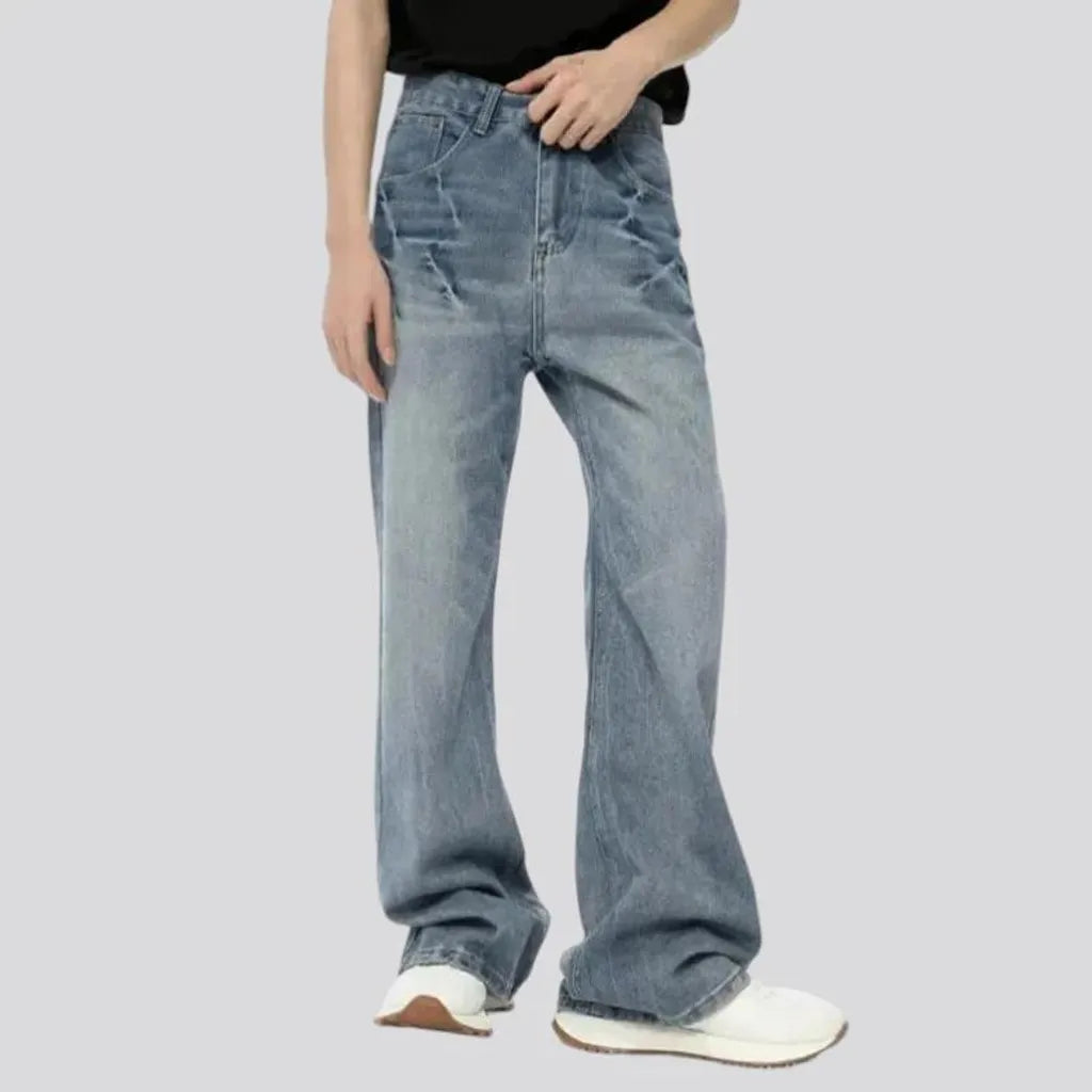 Mid rise baggy street men's jeans