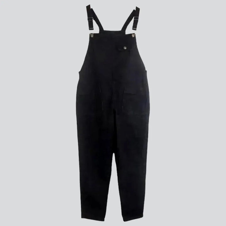 Loose pebble-washed jean women's overall