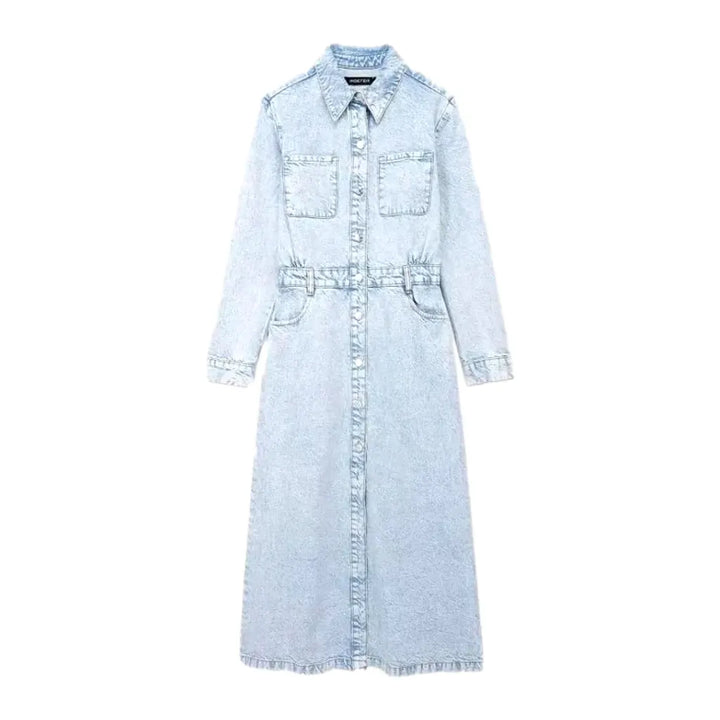 90s Casual Street Style Jean Dress - Light Blue