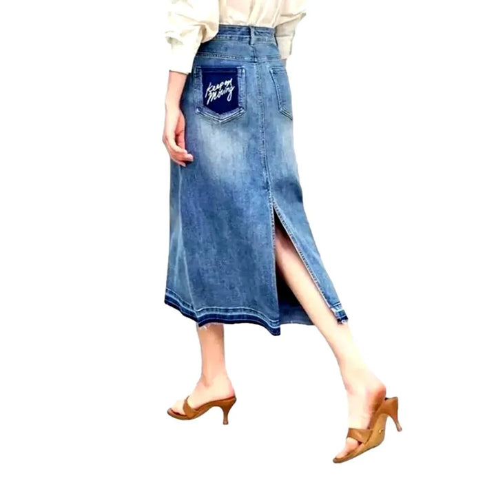 Fashionable maxi high rise jeans skirt