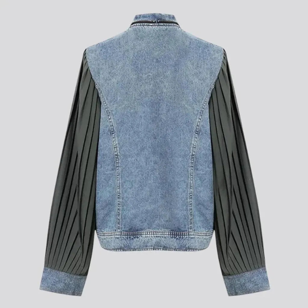 Light mixed pattern oversized women's jeans jacket