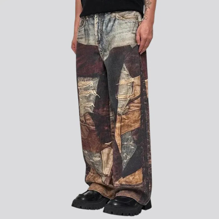 Mid rise multi-color men's jeans