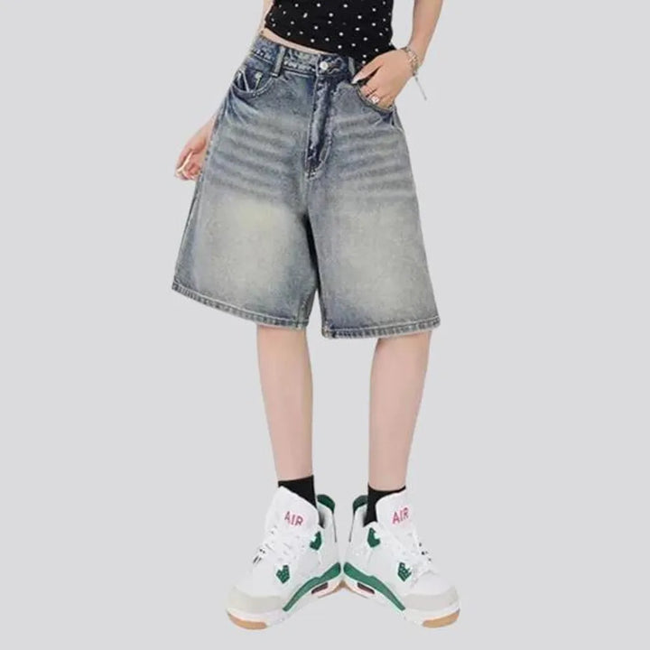 90s style high waist women's jeans shorts