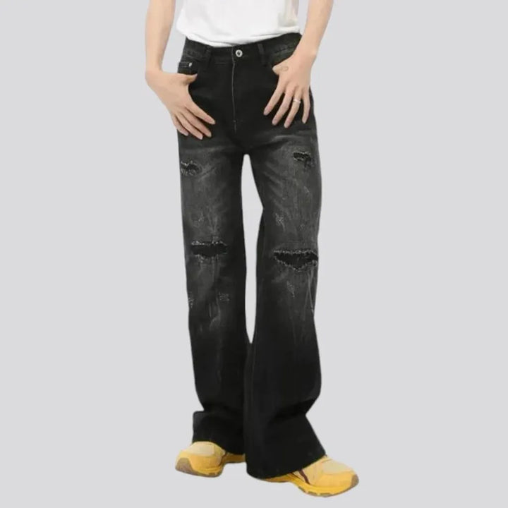 Grunge sanded fashion men's jeans