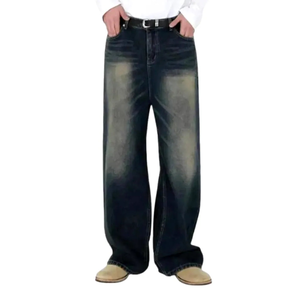 Trendy Boho Sanded Fit Men's Jeans - Dark Blue